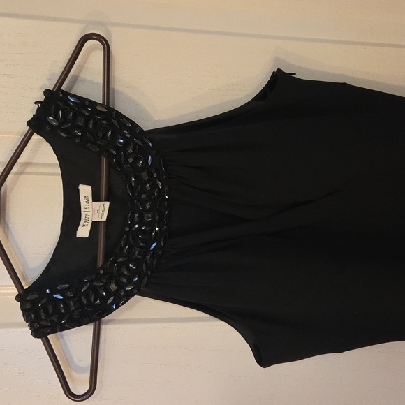 White House Black Market Black Jeweled Neckline Gown Size 14 - Picture 3 of 8